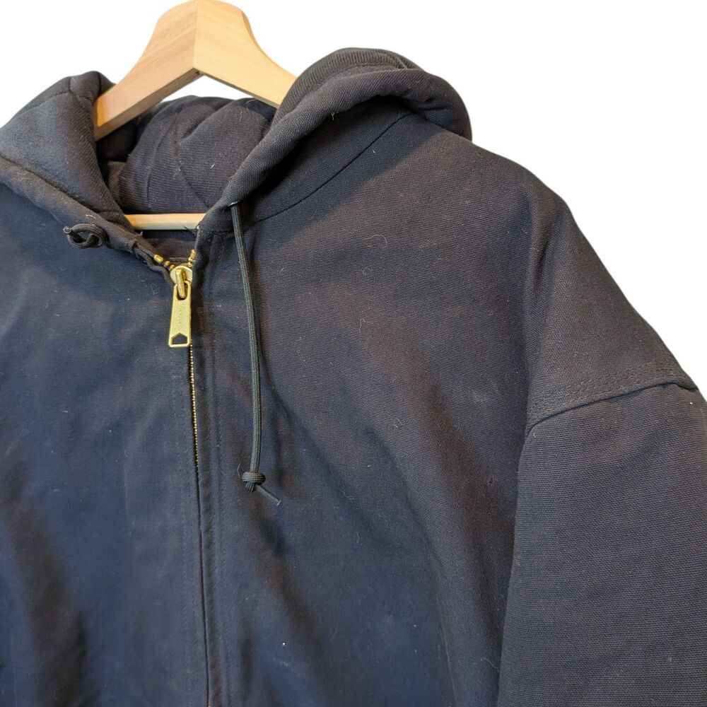 Carhartt OJ0140 Active Jacket Men's XL Tall Black Hooded Quilted Canvas USA Made - Picture 3 of 15